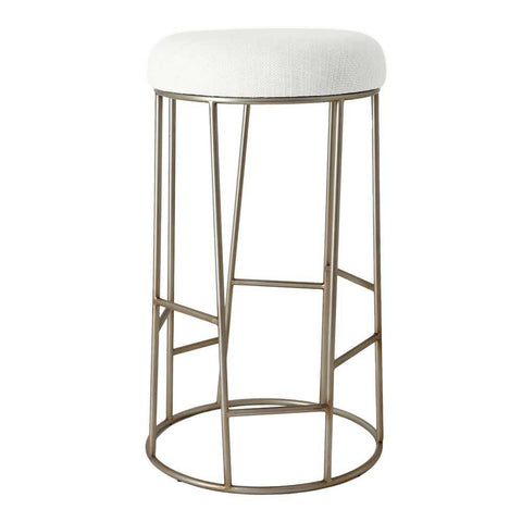 Aiden Gold Steel Bar Stool - Natural Linen - Kitchen and Bar Stools - Eleganté