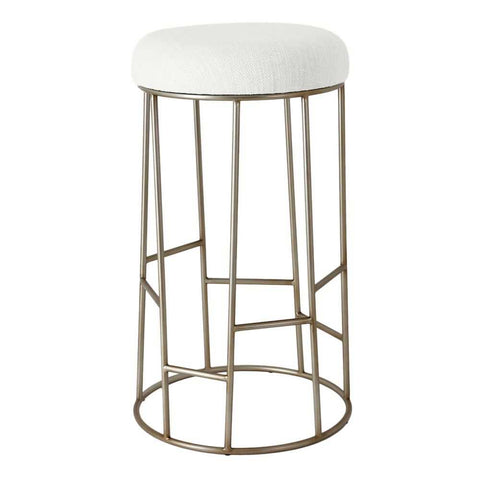 Aiden Gold Steel Bar Stool - Natural Linen - Kitchen and Bar Stools - Eleganté