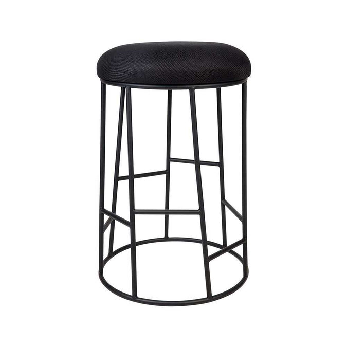 Aiden Black Steel Kitchen Stool - Black Linen - - Eleganté