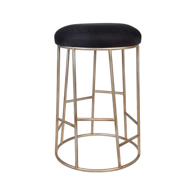 Aiden Gold Steel Kitchen Stool - Black Linen - - Eleganté