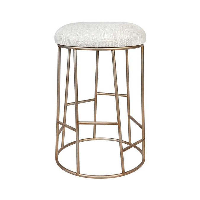 Aiden Gold Steel Kitchen Stool - Natural Linen - - Eleganté