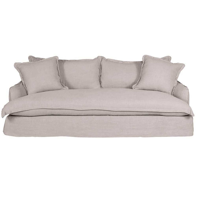 Hayman 3 Seater Slip Cover Sofa - Natural Linen - - Eleganté