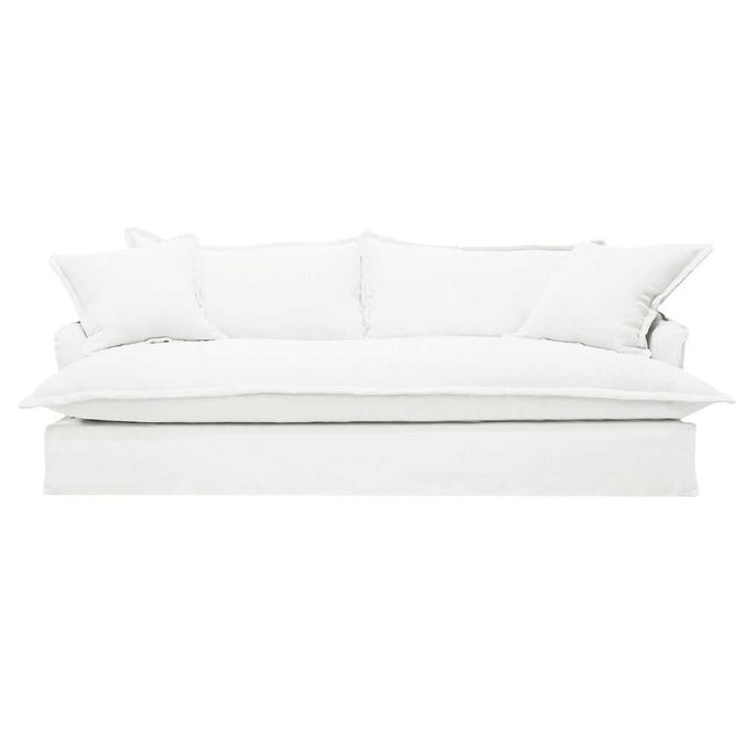 Hayman 3 Seater Slip Cover Sofa - White Linen - - Eleganté