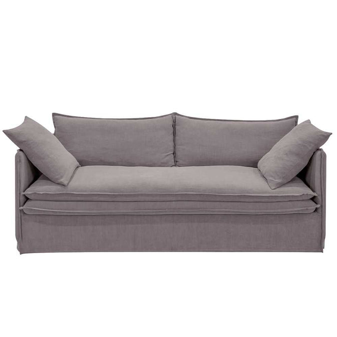 Palm Beach 3 Seater Slip Cover Sofa - Slate Grey Linen - - Eleganté