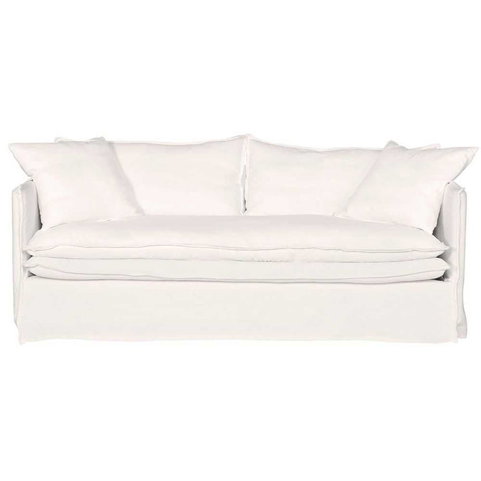 Palm Beach 3 Seater Slip Cover Sofa - White Linen - - Eleganté