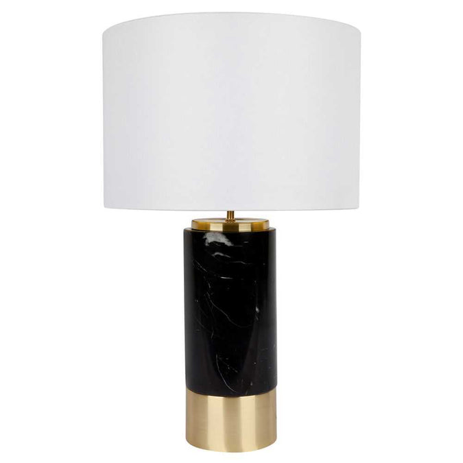 Paola Marble Table Lamp - Black w White Shade - - Eleganté