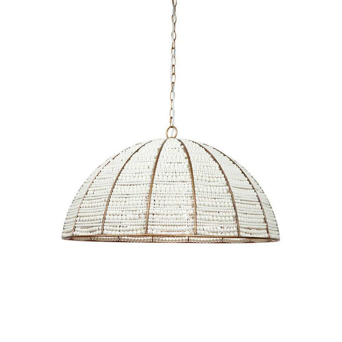 Sierra Beaded Dome Pendant - Gold/White - - Eleganté