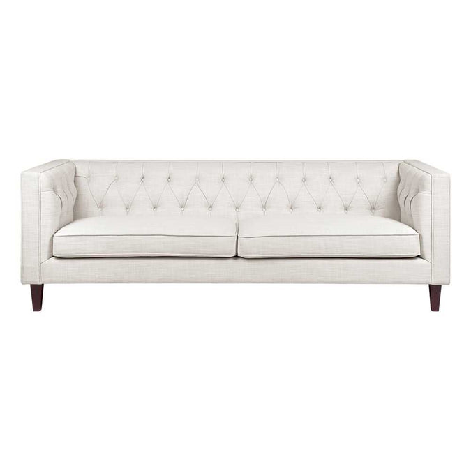 Tuxedo 3 Seater Tufted Sofa - Natural Linen - - Eleganté