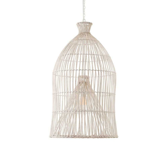 Ventura Rattan Pendant - Bell White - - Eleganté