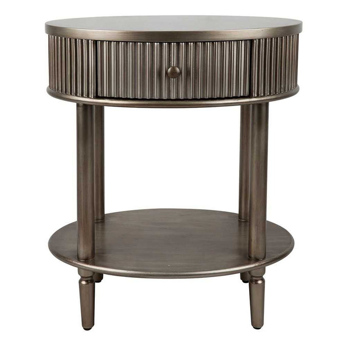 Arielle Oval Bedside Table - Antique Gold - - Eleganté