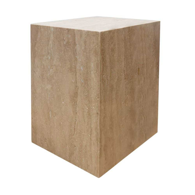 Hendrix Travertine Side Table - - Eleganté