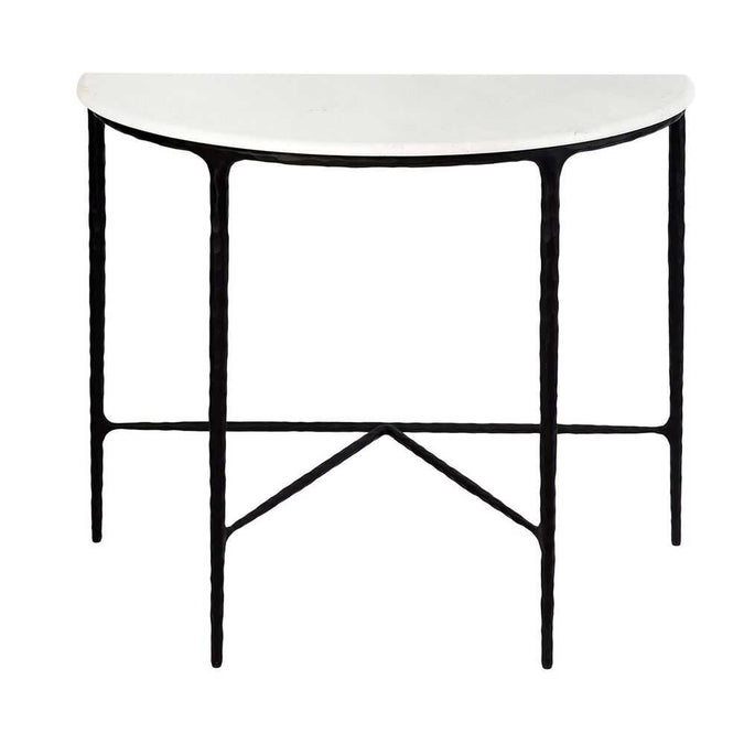 Heston Marble Demilune Table - Black - - Eleganté