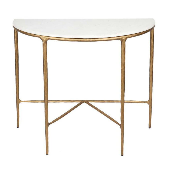 Heston Marble Demilune Table - Brass - - Eleganté