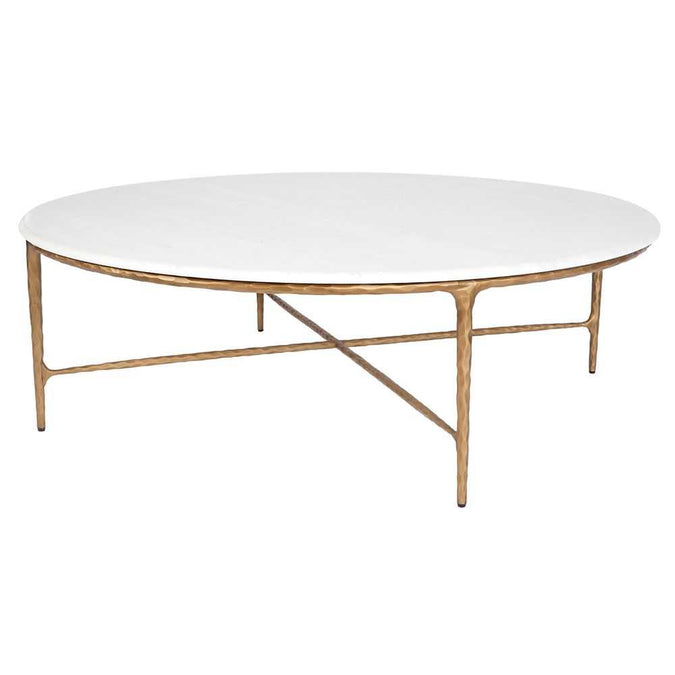 Heston Marble Round Coffee Table - Brass - - Eleganté