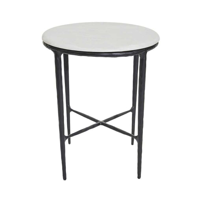 Heston Marble Round Side Table - Black - - Eleganté