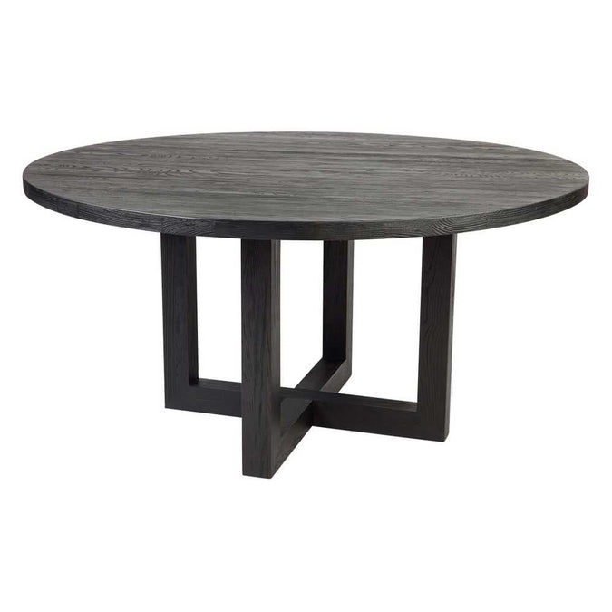 Leeton Oak Round Dining Table - 1.5m Black - - Eleganté