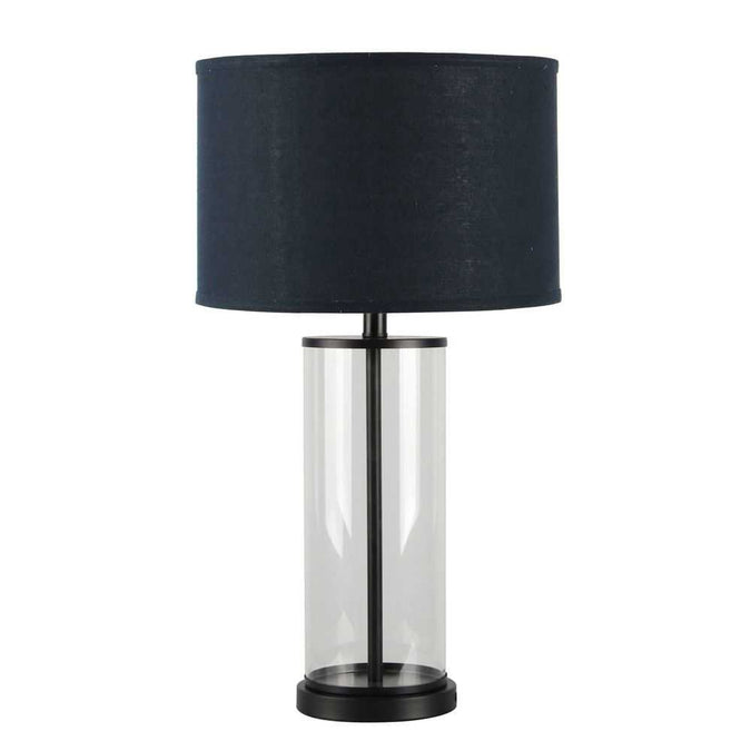 Left Bank Table Lamp - Black w Navy Shade - - Eleganté