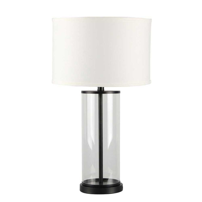 Left Bank Table Lamp - Black w White Shade - - Eleganté