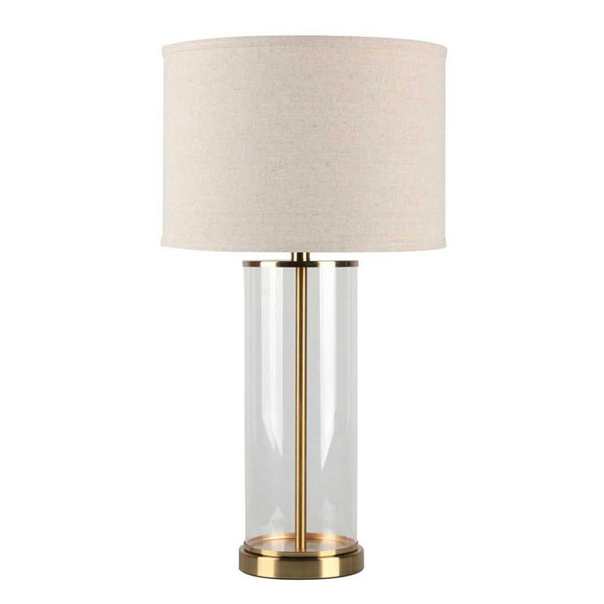 Left Bank Table Lamp - Brass w Natural Shade - - Eleganté