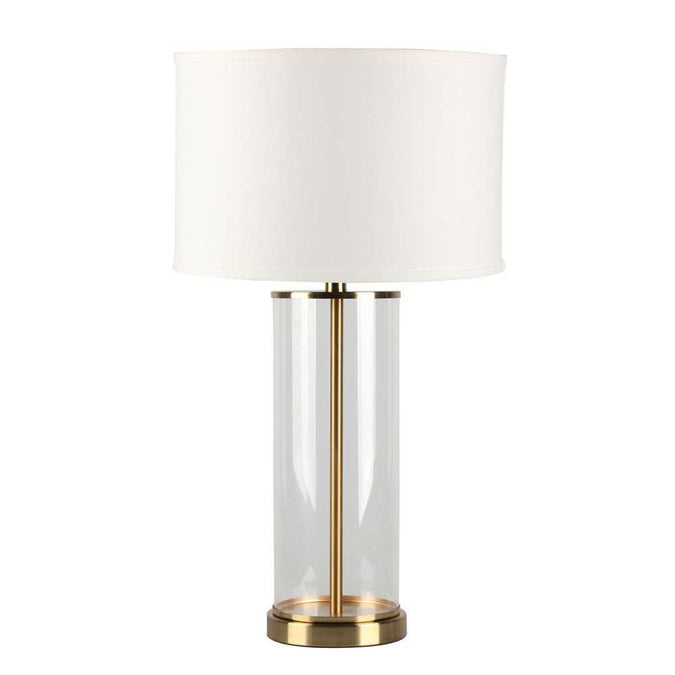 Left Bank Table Lamp - Brass w White Shade - - Eleganté