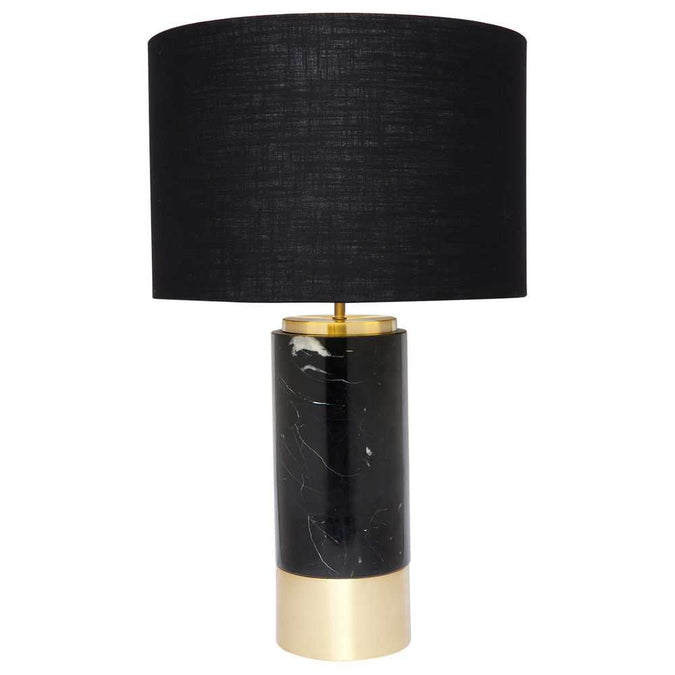 Paola Marble Table Lamp - Black w Black Shade - - Eleganté