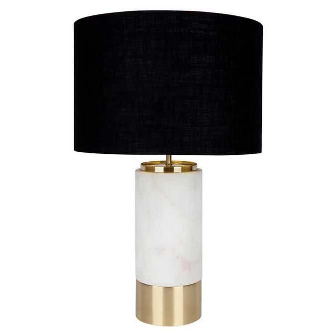 Paola Marble Table Lamp - White w Black Shade - - Eleganté