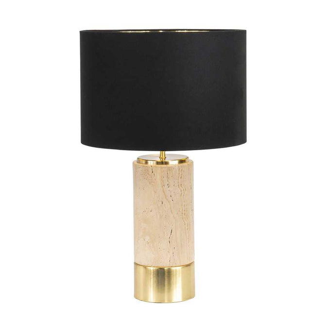 Paola Travertine Table Lamp - Black Shade - - Eleganté