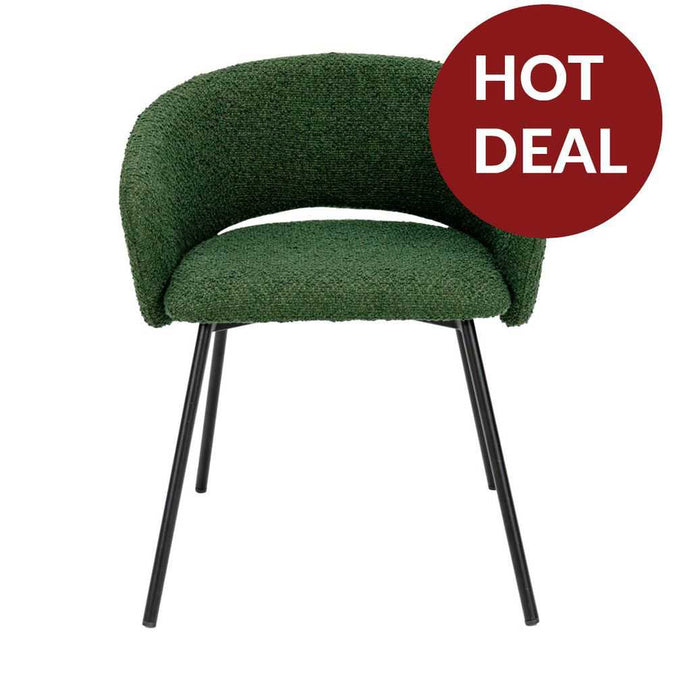 Delta Dining Chair - Green Boucle - - Eleganté