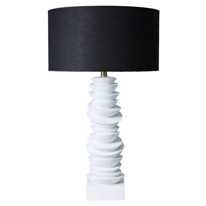 Mendoza Table Lamp - White w Black Shade - - Eleganté