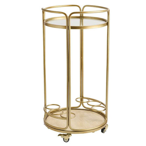Wentworth Round Bar Cart - Antique Gold - Wentworth Round Bar Cart - Antique Gold - Eleganté