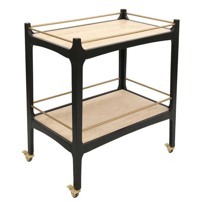 Ashley Travertine Bar Cart - Black - - Eleganté