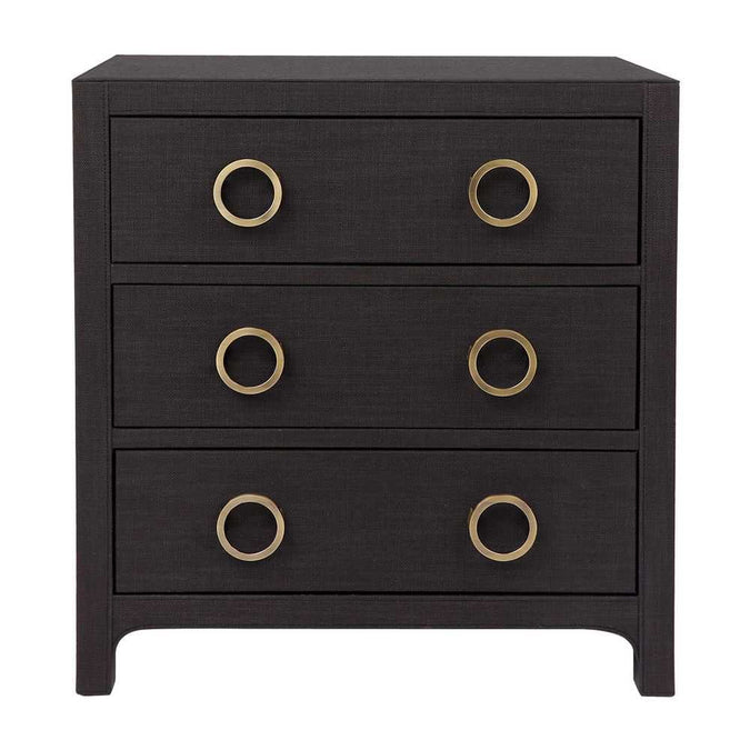 Astley Upholstered Bedside Table - Charcoal Linen - - Eleganté