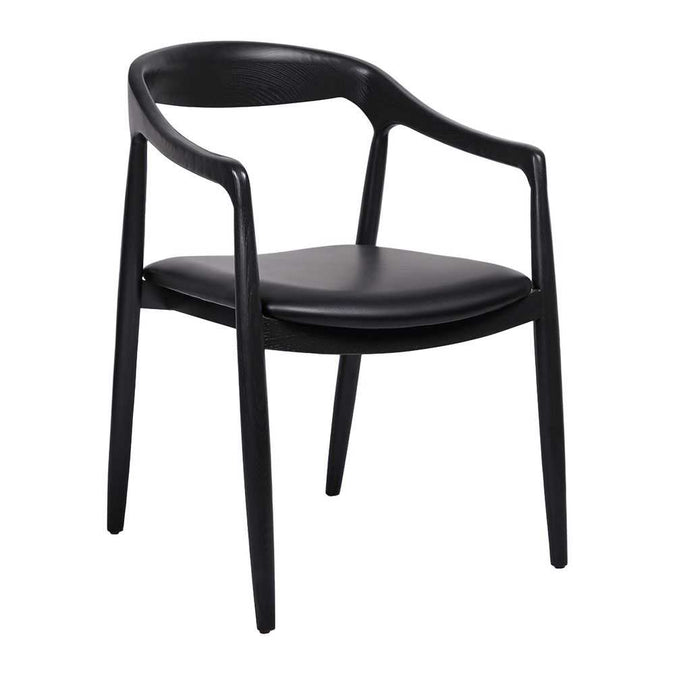 Astrid Ashwood Dining Chair - Black Leather - - Eleganté