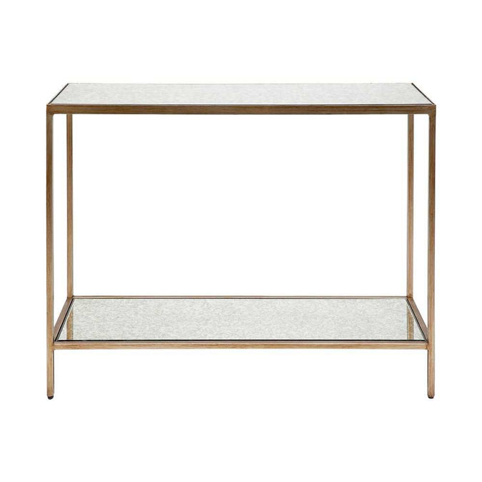 Cocktail Mirrored Console Table - Small Antique Gold