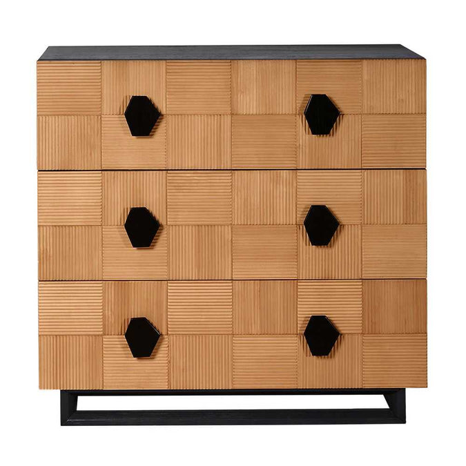 Alton 3 Drawer Chest - Natural and Black - - Eleganté