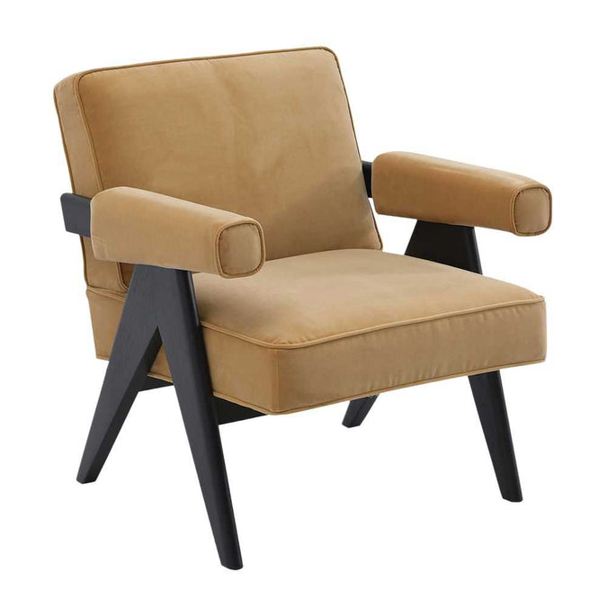 Ambrose Arm Chair - Ochre Velvet - - Eleganté