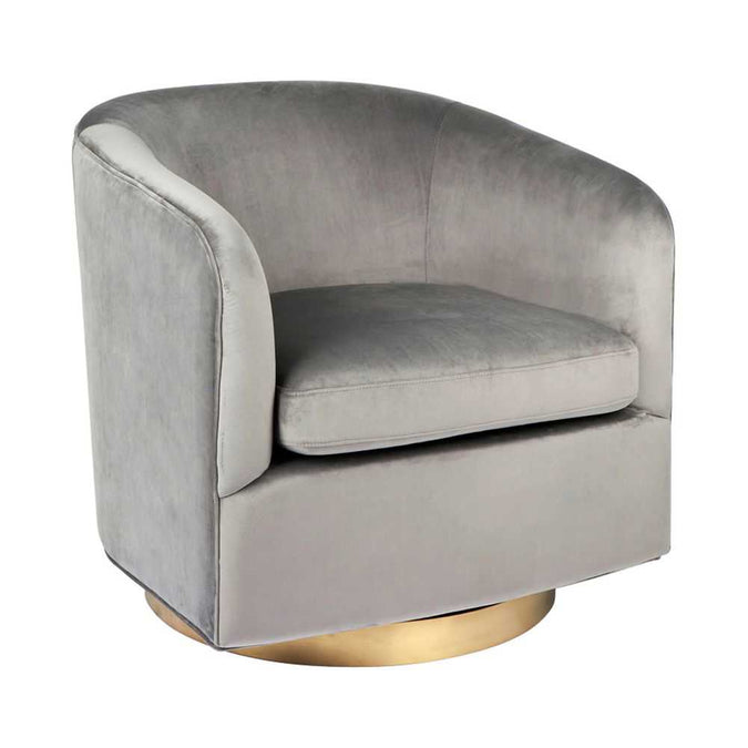 Belvedere Swivel Arm Chair - Charcoal Velvet - - Eleganté