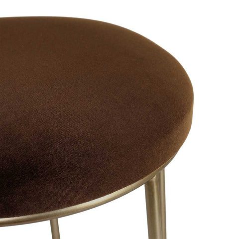 Aiden Gold Steel Kitchen Stool - Dark Chocolate Velvet - Kitchen and Bar Stools - Eleganté