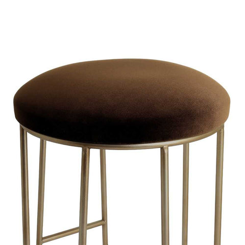 Aiden Gold Steel Kitchen Stool - Dark Chocolate Velvet - Kitchen and Bar Stools - Eleganté