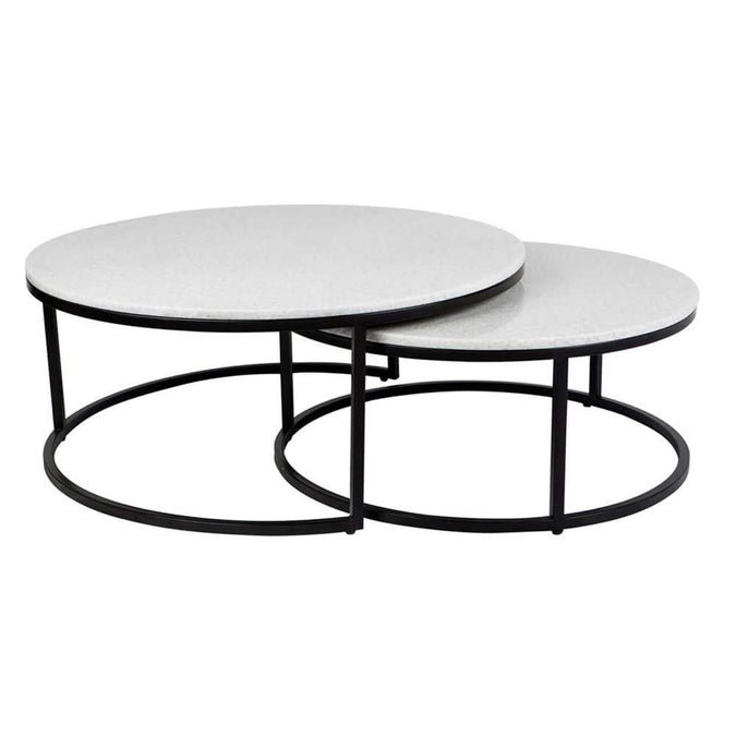 Chloe Stone Nesting Coffee Tables - Black - - Eleganté