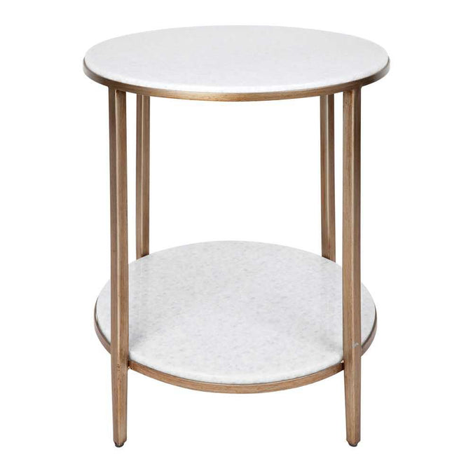 Chloe Stone Side Table - Antique Gold - - Eleganté