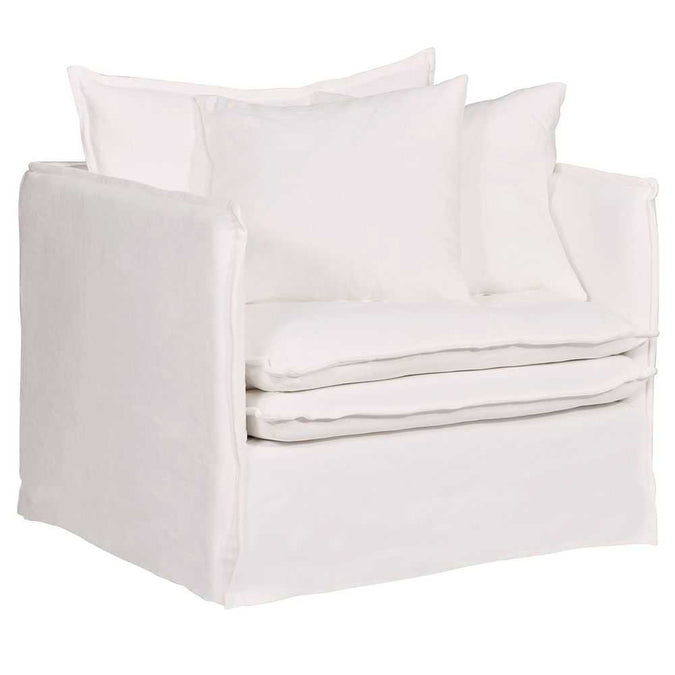 Palm Beach Slip Cover Arm Chair - White Linen - - Eleganté