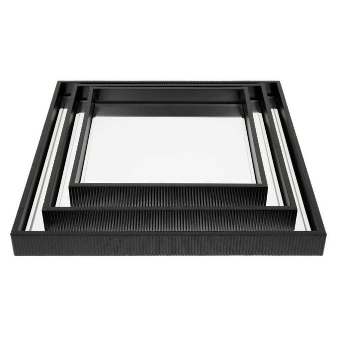 Miles Mirrored Tray Set of 3 Black