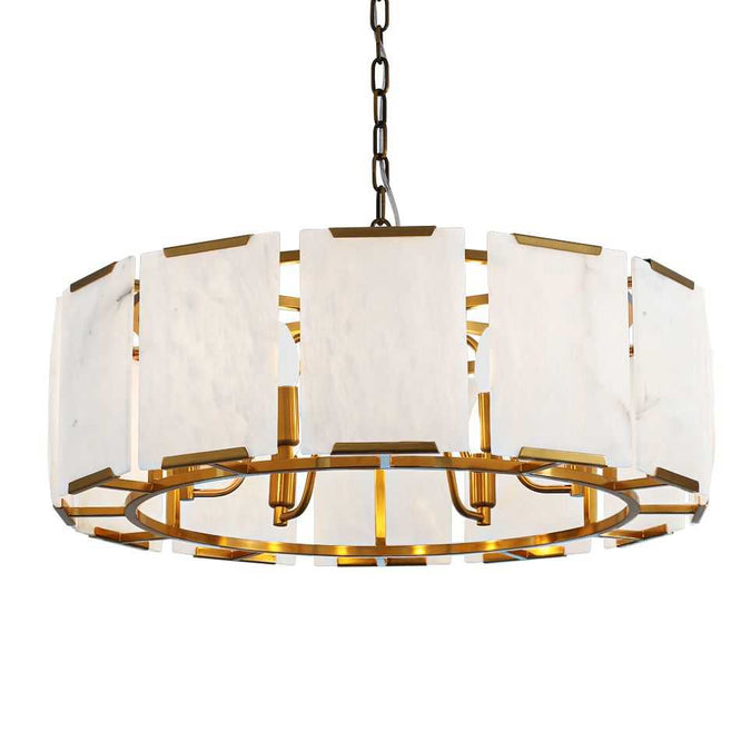 Florence Alabaster Pendant - Round Antique Brass