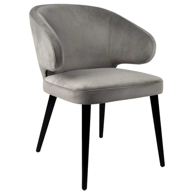 Harlow Black Dining Chair - Grey Velvet