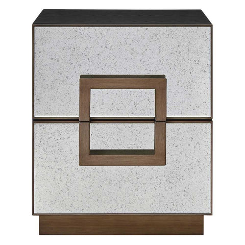 Mira Mirrored Bedside Table - Antique Bronze - Bedside Tables - Eleganté