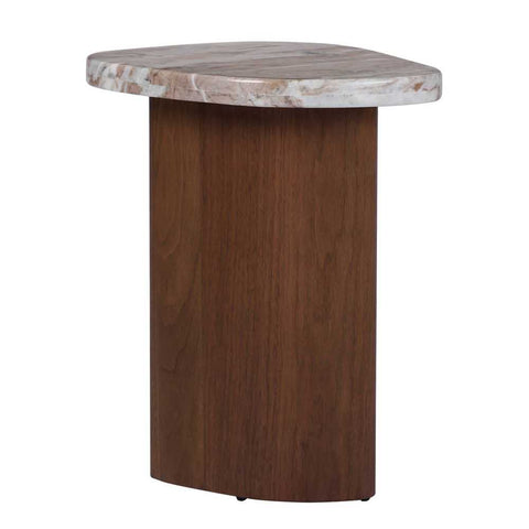 Solstice River Brown Marble Side Table - Walnut - Side Tables - Eleganté