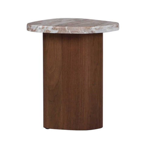 Solstice River Brown Marble Side Table - Walnut - Side Tables - Eleganté