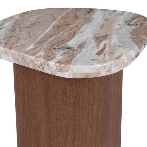Solstice River Brown Marble Side Table - Walnut - Side Tables - Eleganté