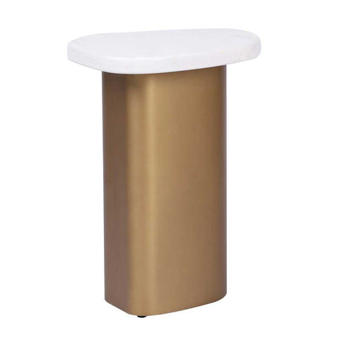 Solstice White Marble Side Table - Antique Gold - Side Tables - Eleganté
